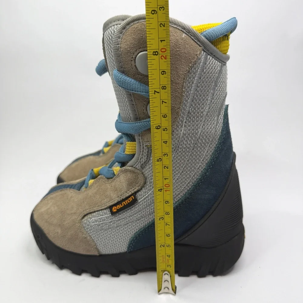 Burton Moto Snowboard Boots Kids 2 Gray Blue Tan Lace Up Winter Sports
